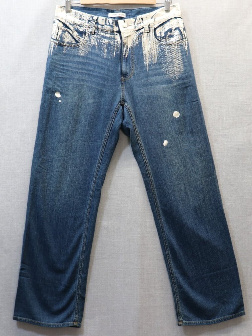 Tsumori Chisato Japanese Art To Wear Denim Jeans Silver Paint Stroke 3 (US 10)